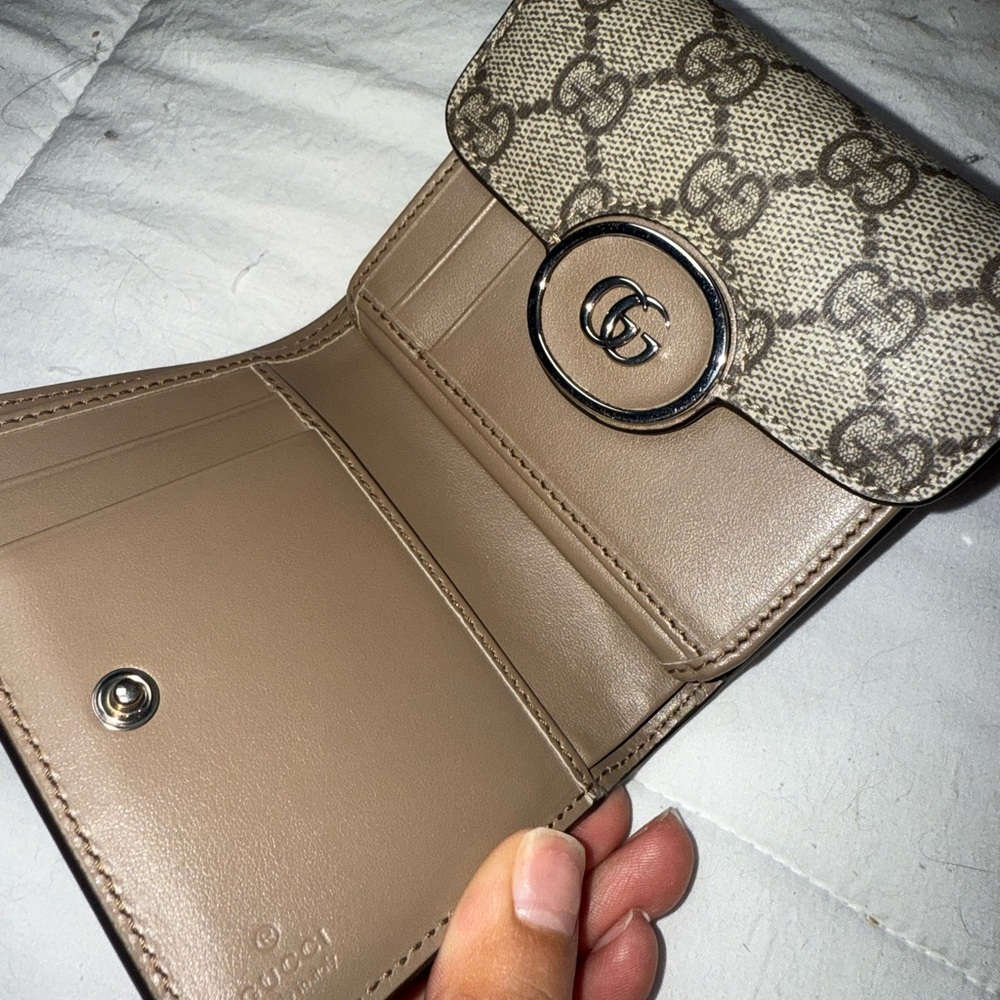 Gucci Tan and Brown Monogram Wallet